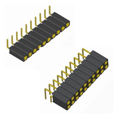 2.54mm圆孔排母 单/双排 90度